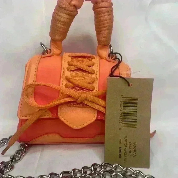 NWT STEVE MADDEN BDORAA mini FLAP TOP CROSSBODY BAG + Top Handle & Chain, Orange - Picture 11 of 11